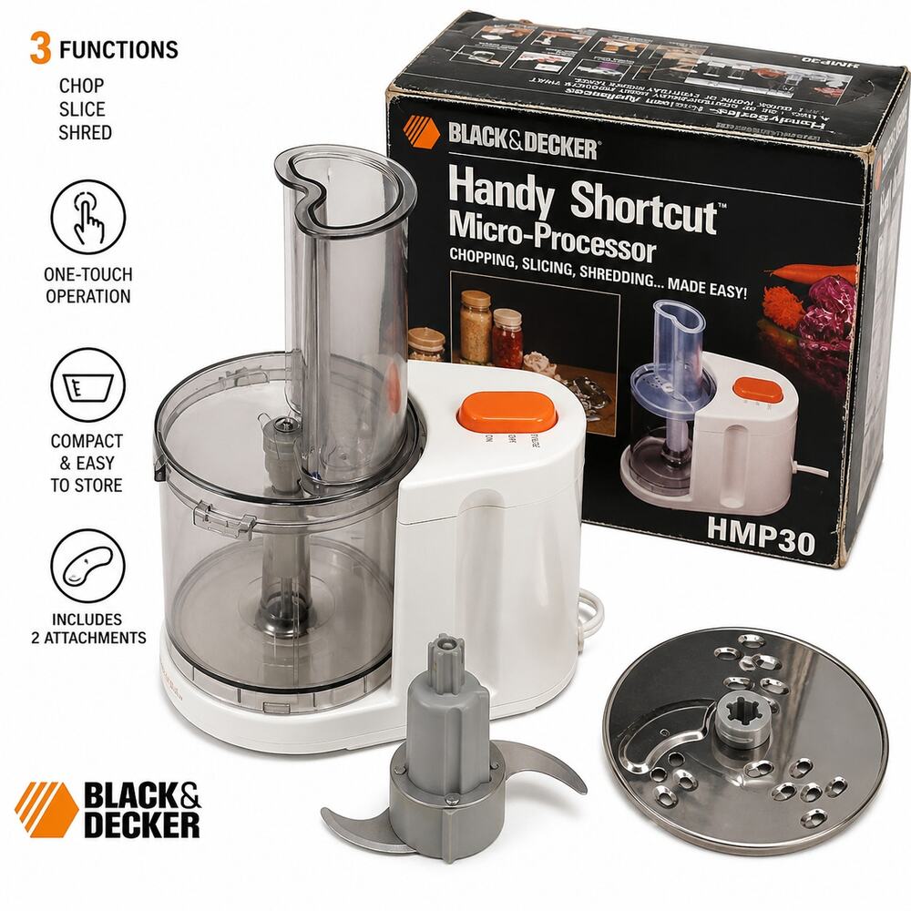 Vintage Black & Decker Handy Shortcut Food Processor HMP30 w Box